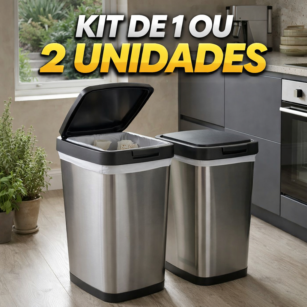 Combo 1 Ou 2 Lixeiras Inox 9L Tampa Click Moderna 