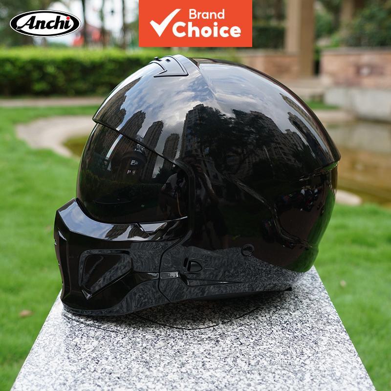 Capacete de motocicleta retrô unissex com viseira