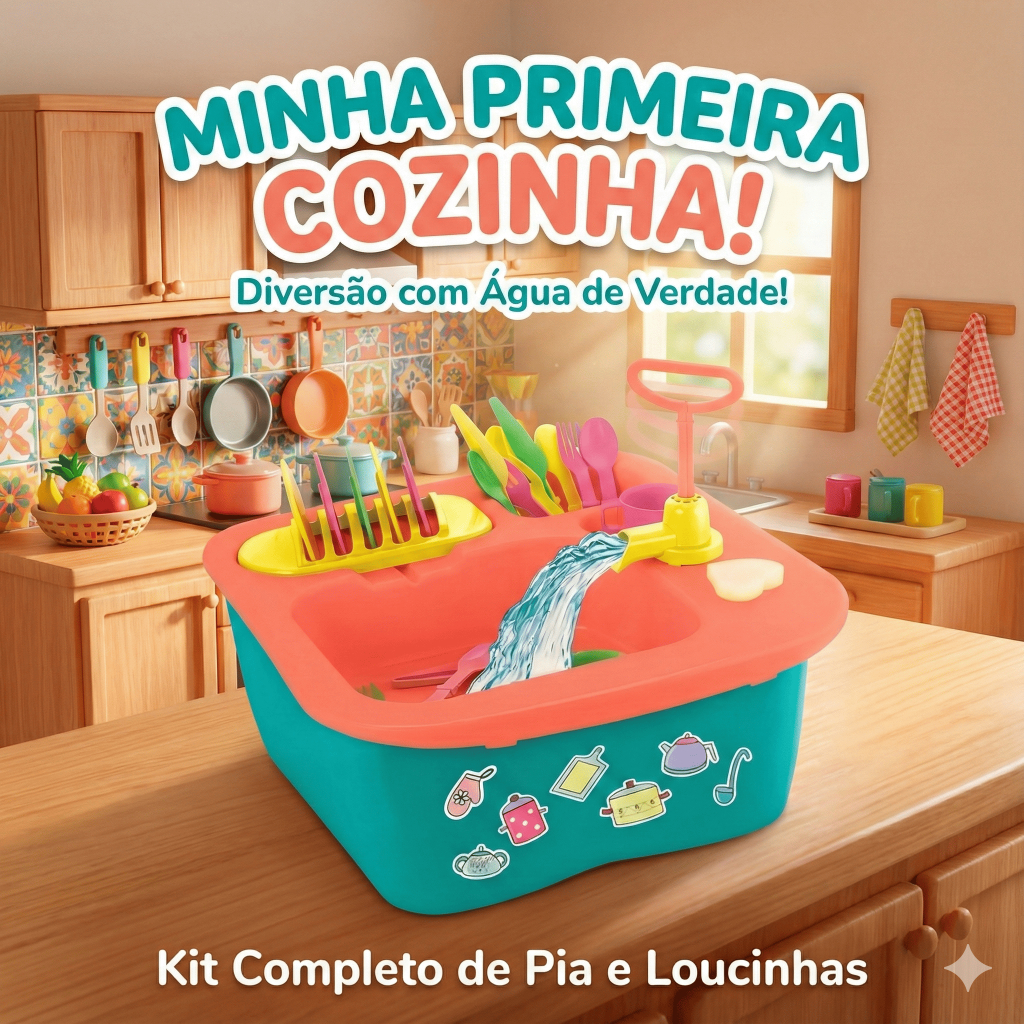 Mini Cozinha Infantil 22 Acessórios Brinquedo Pia