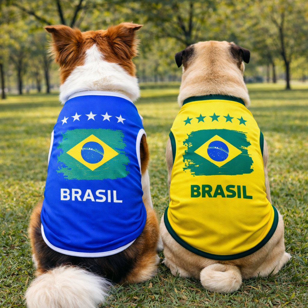 Roupa Camiseta Regata Brasil para Pet Cachorro Gat