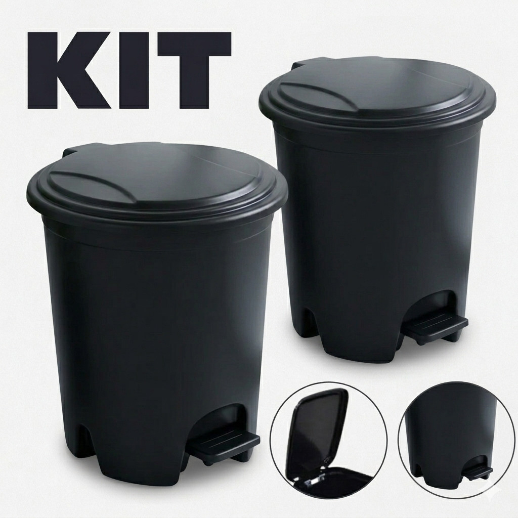 Kit 2 Lixeira Banheiro Pedal 7 Litros Plástico Es