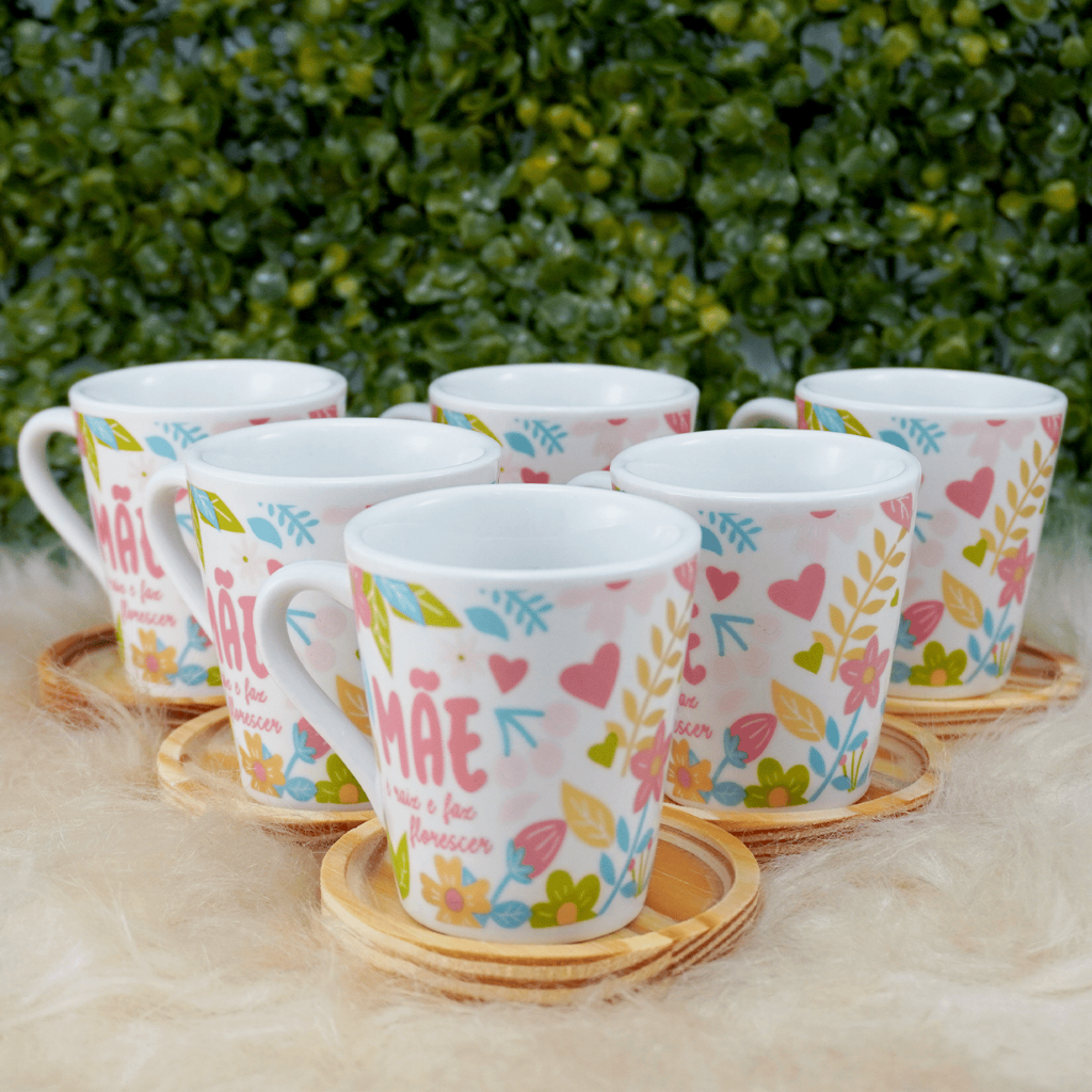 Kit Canecas/ Xicaras Tulipa 120ml Café Porcelana 