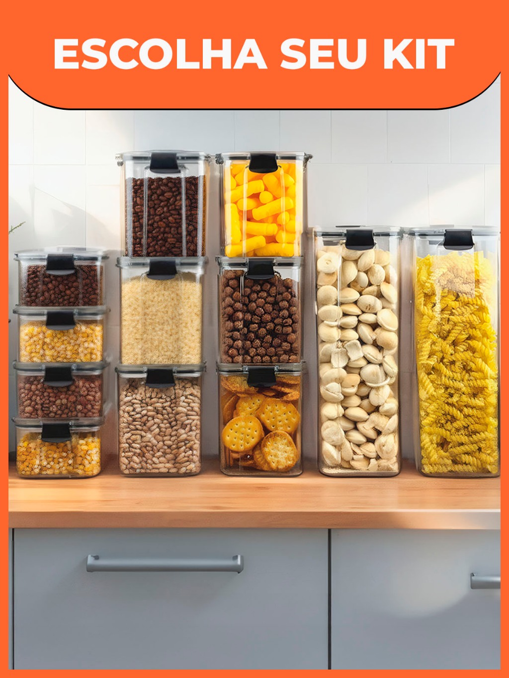 Kit Potes Herméticos Organizador de Mantimentos T