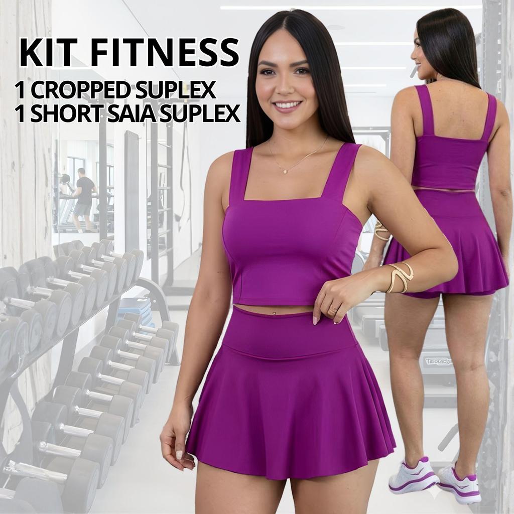 Conjunto Fitness Cropped e Shorts Saia Suplex Idea