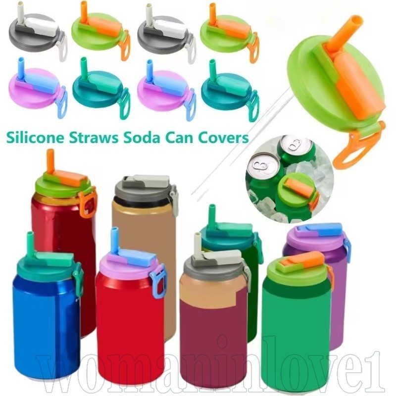 Tampas De Latas De Silicone Com Canudo-Capa Protet