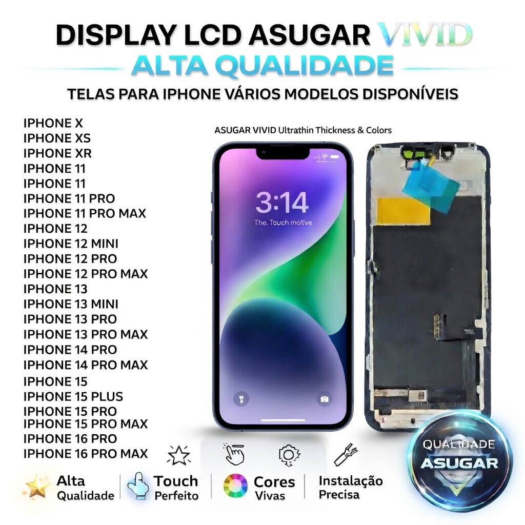 Display LCD Para IP Tela Touch Vivid Asugar Reposi