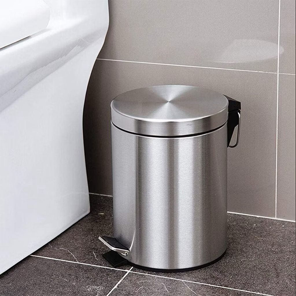 Lixeira Inox 5 Litros Cesto Com Pedal E Balde Remo