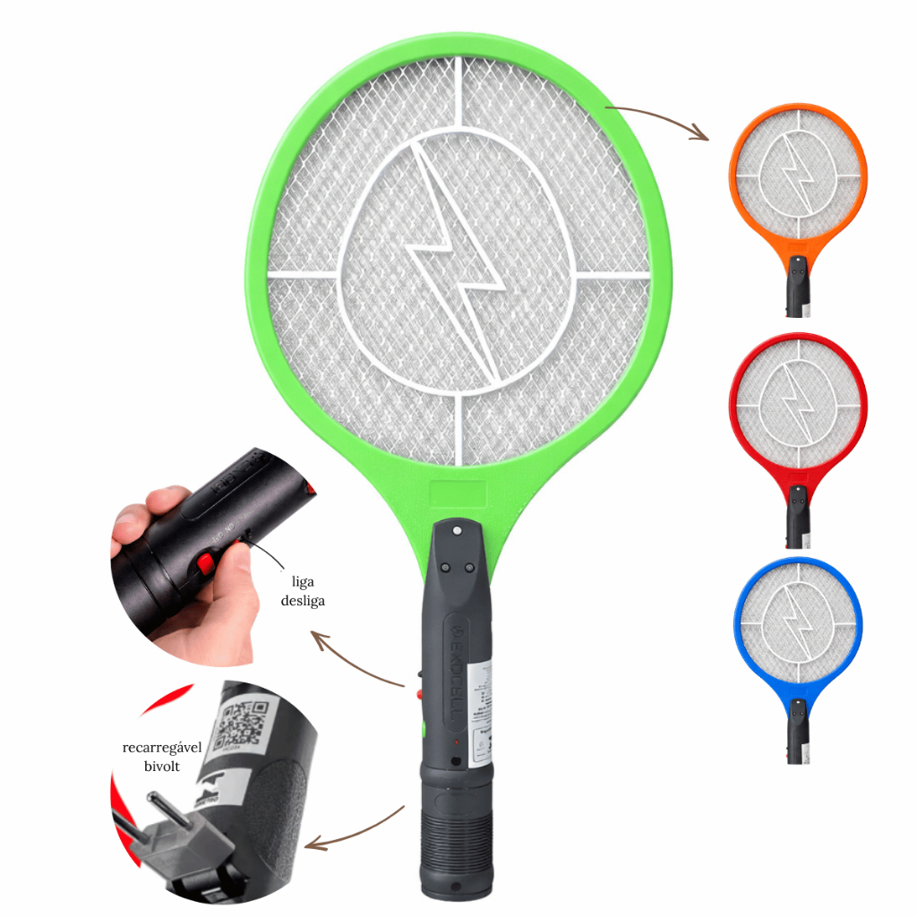 Raquete Elétrica Mata Mosquitos Bivolt 110 e 220 