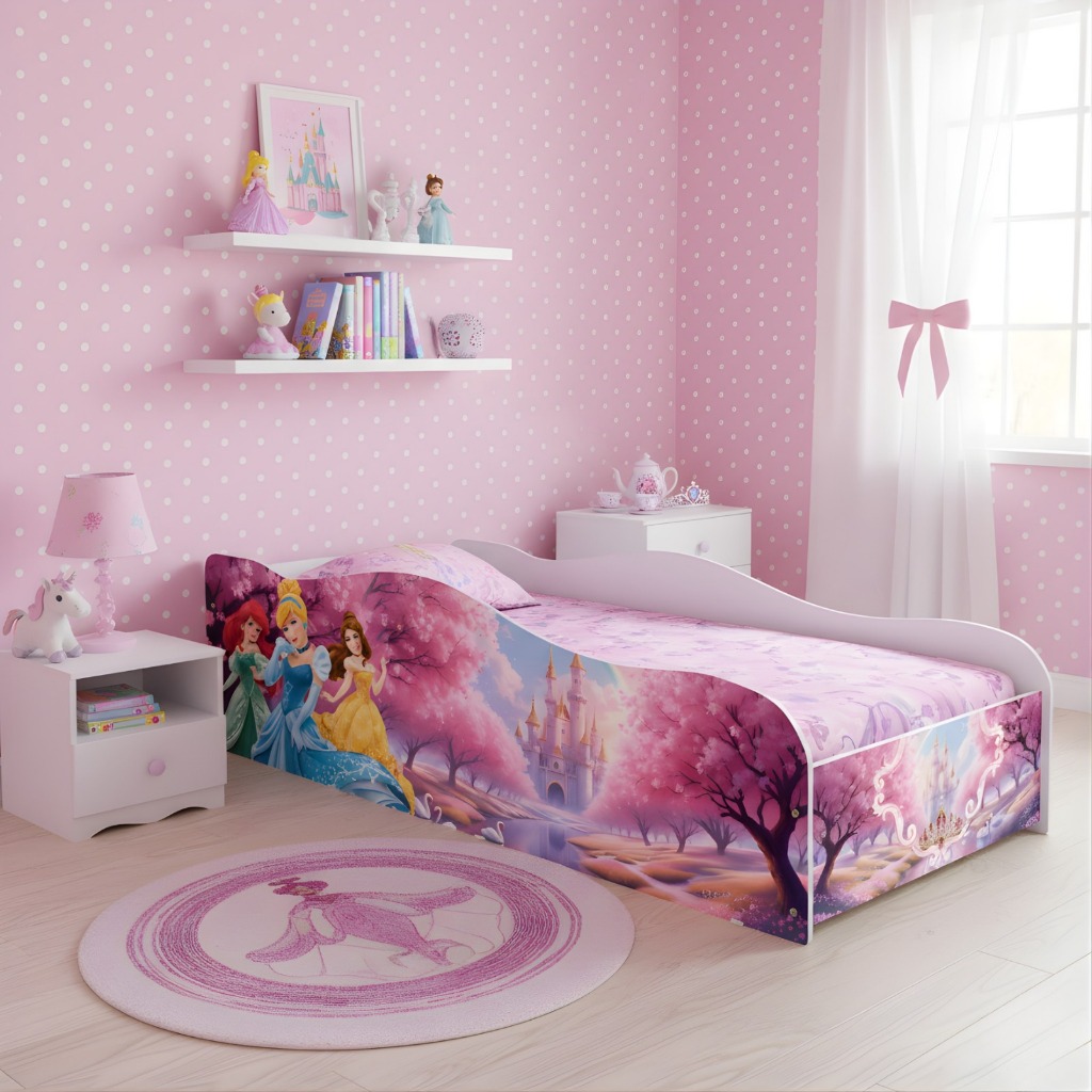 Cama Infantil Carro Princesas Meninas Quarto Decor