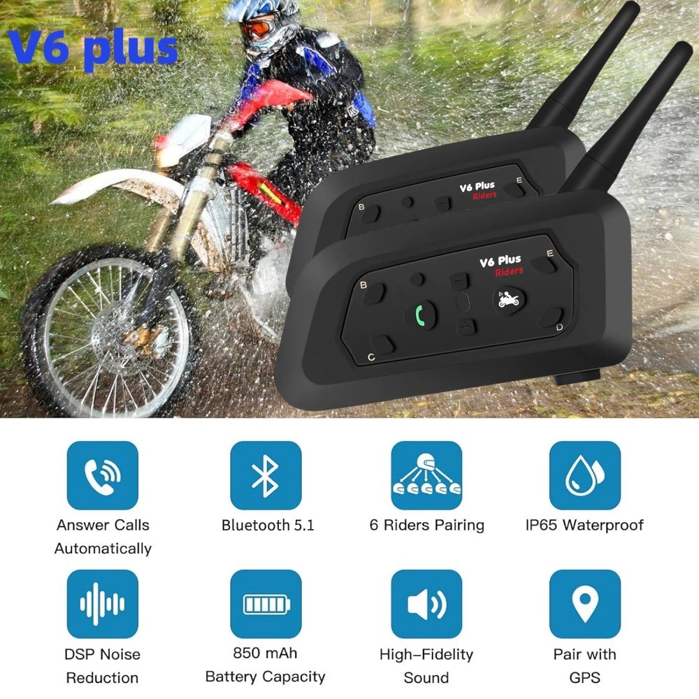 V6 Pro Capacete De Motocicleta Bluetooth Intercom