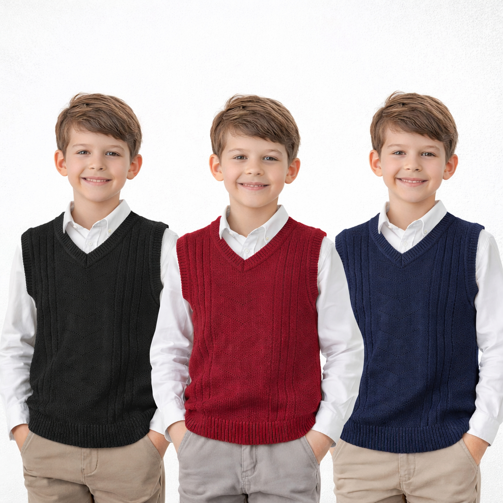 Kit 3 Colete Infantil Masculino Tricot Premium Inv