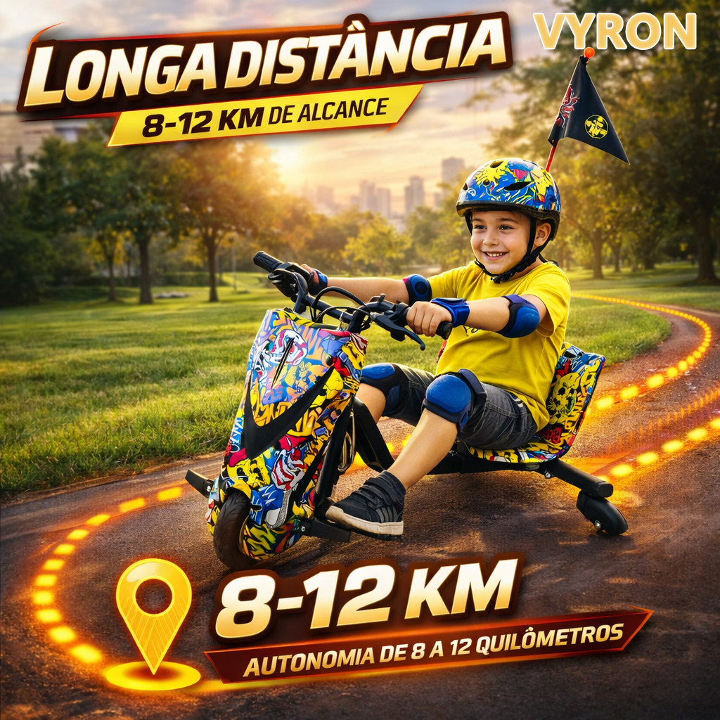 VYRON Triciclo Elétrico Drift 8 36V 250W com Blue