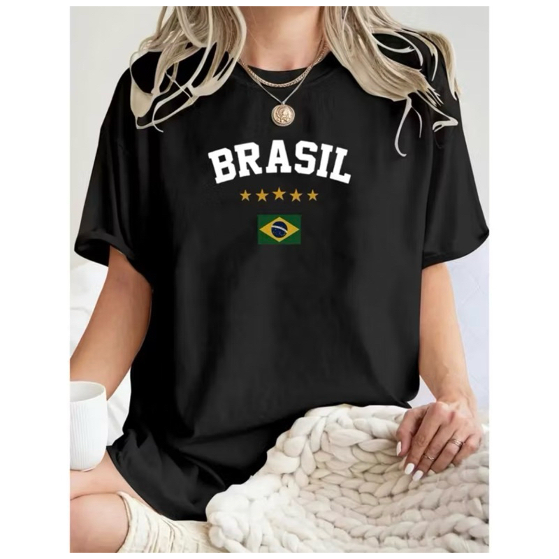 Camiseta Feminina 100% Algodão Premium Blusa Bras