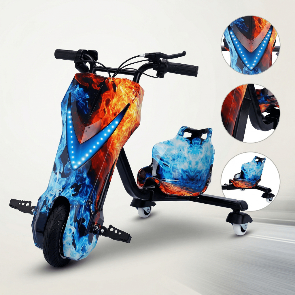 Patinete Elétrico 3 de Drift Rodas Triciclo Infan