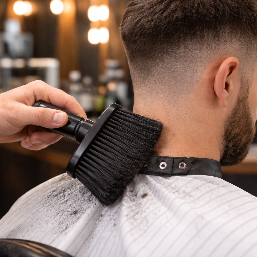 Espanador Pincel Preto Barbeiro Cabeleireiro Remov