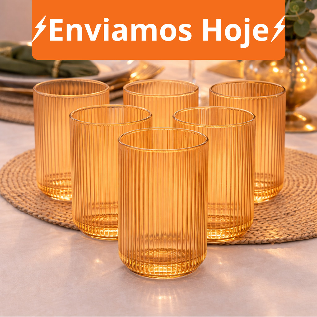 Jogo Copos Canelado e Versalhes Clear Jogo Ambar T