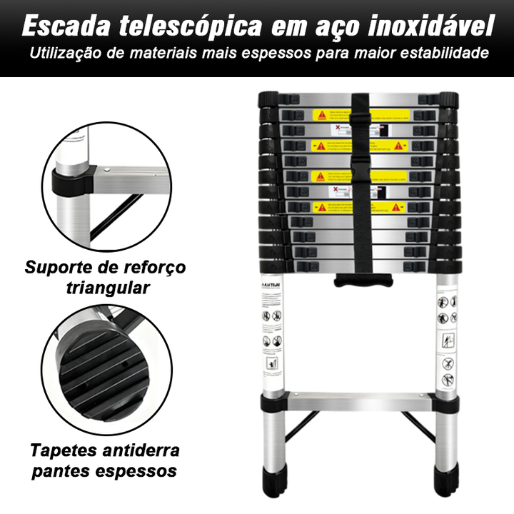 Escada Telescópica 2,6-3,8Metros Com 13 Degraus A
