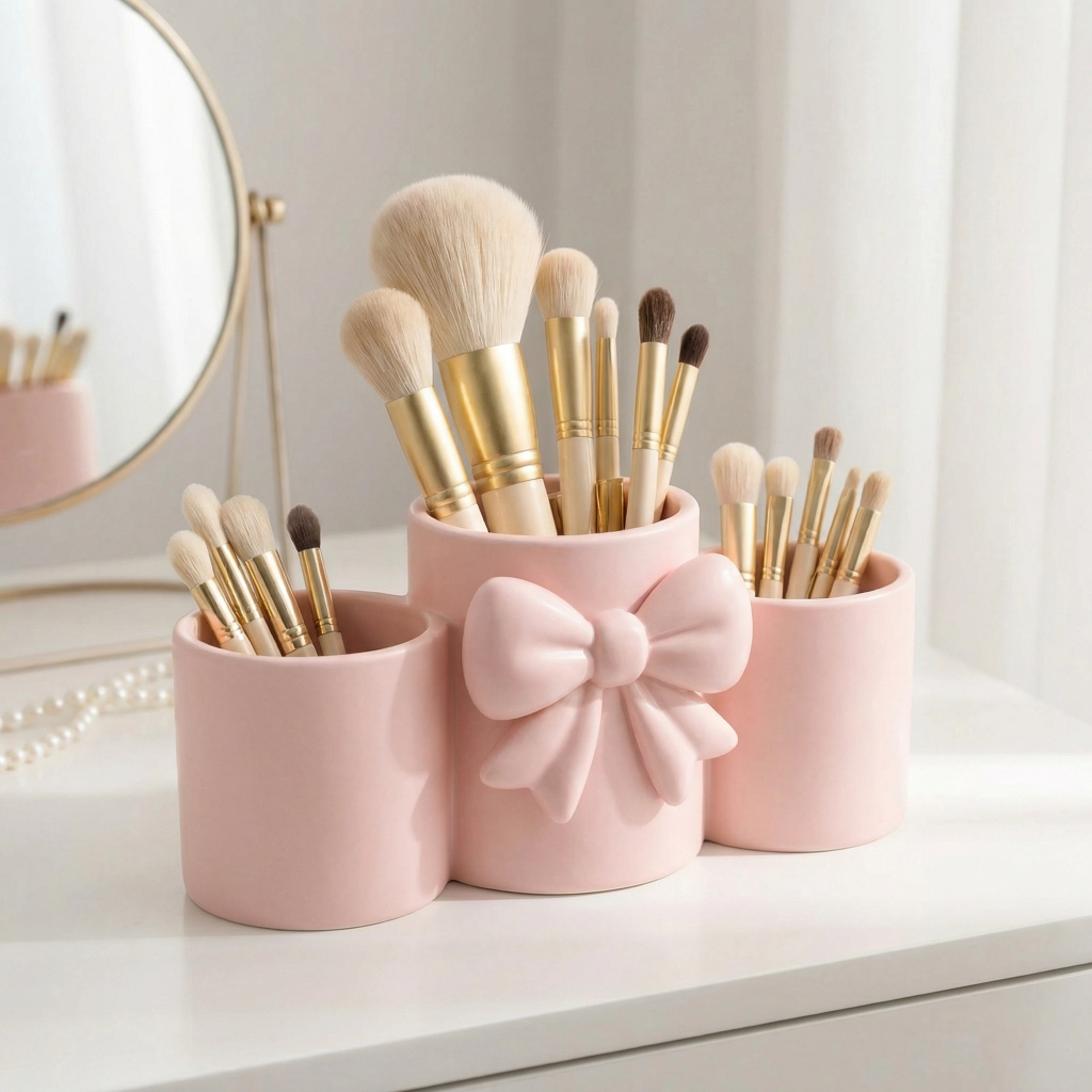 Porta Pincéis de Maquiagem e Canetas com Laço El