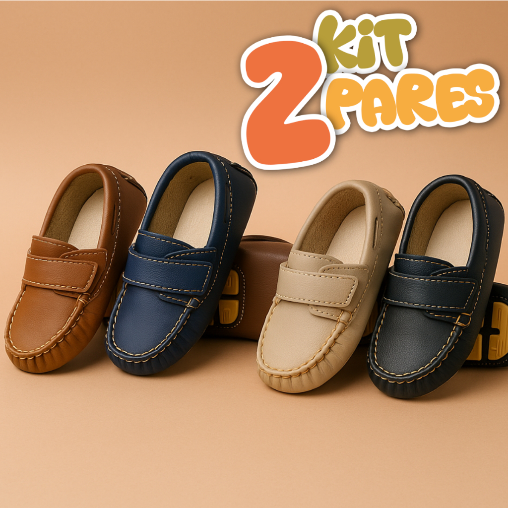 Kit 2 Pares Mocassim Sapato Infantil Masculino Con