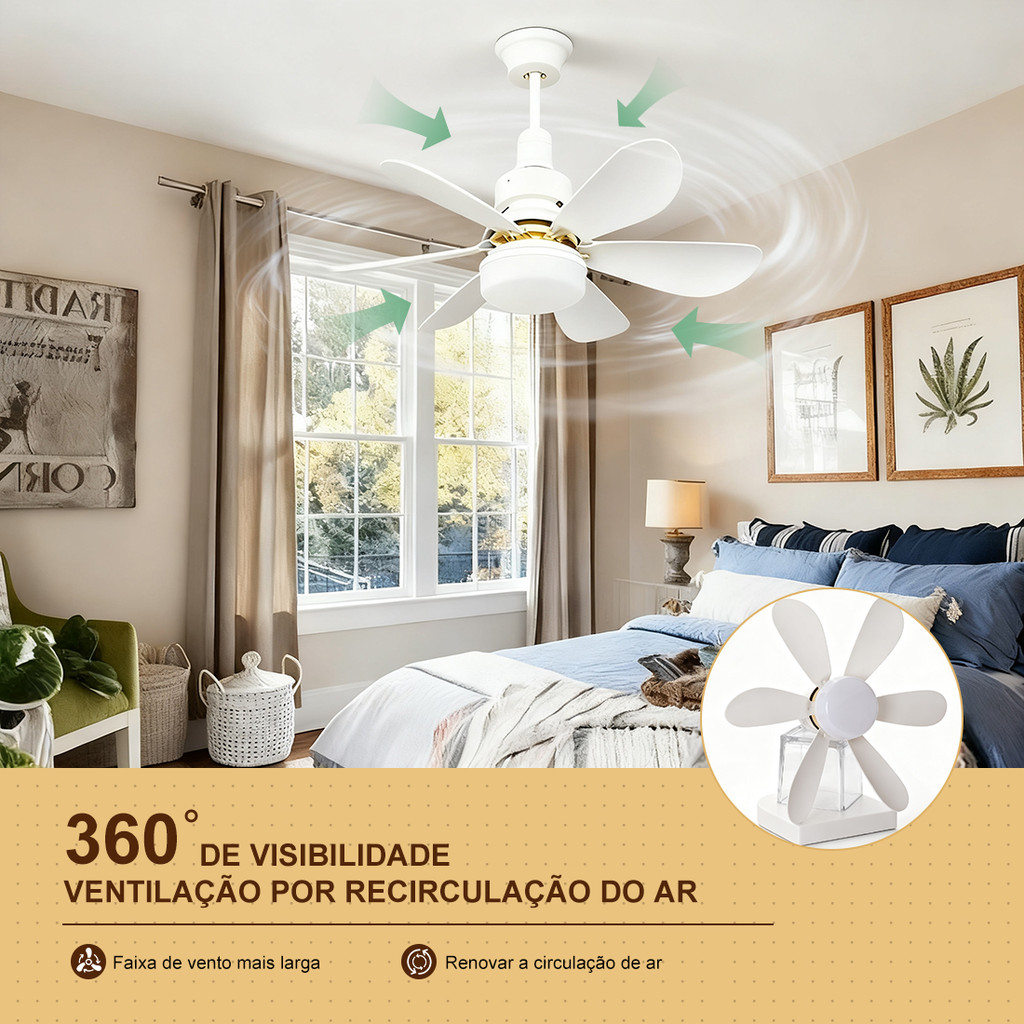 Ventilador Luminária De Teto LED Exaustor Led 6 F