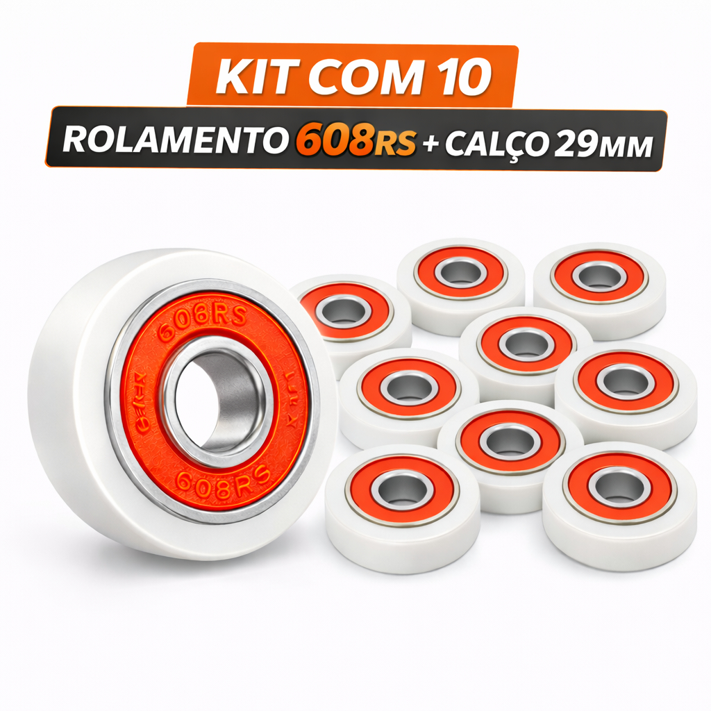 KIT 10 Rolamentos 608 + Calço 29mm Ventilador Sub