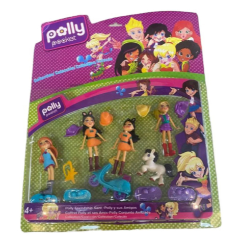 Polly Pocket 4 Bonecas + Acessórios + Pônei + Mo