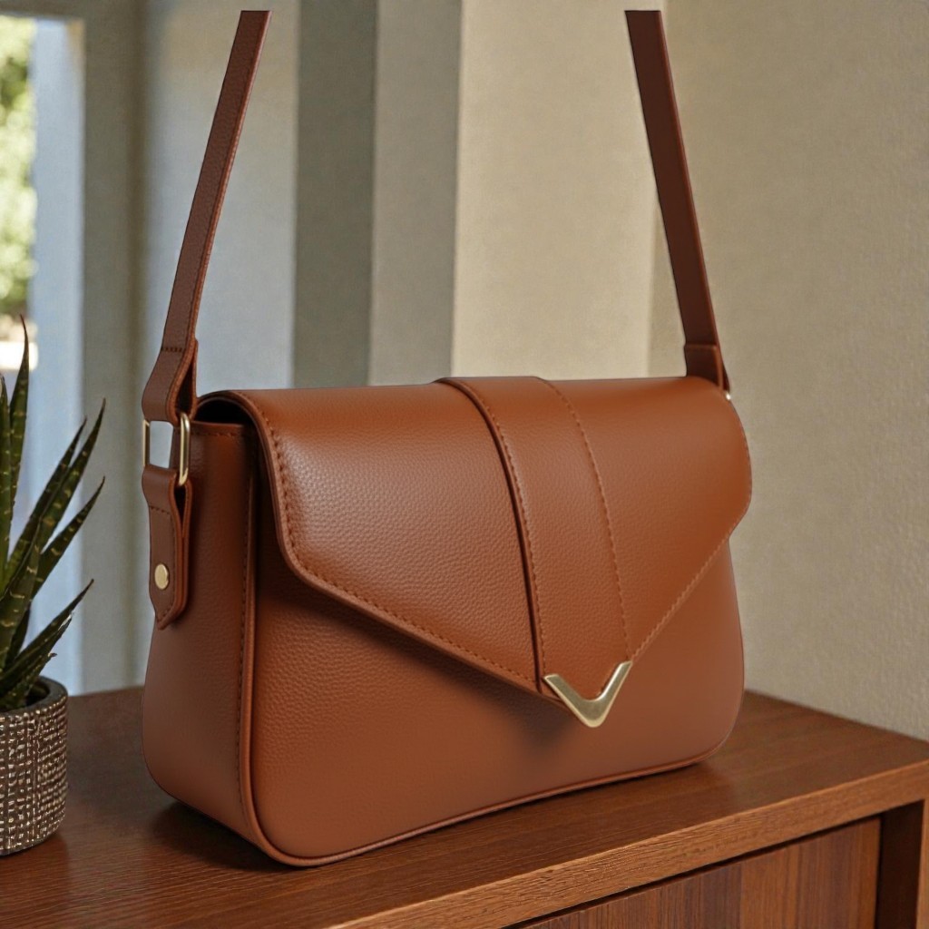 Bolsa de ombro feminina modelo envelope com detalh