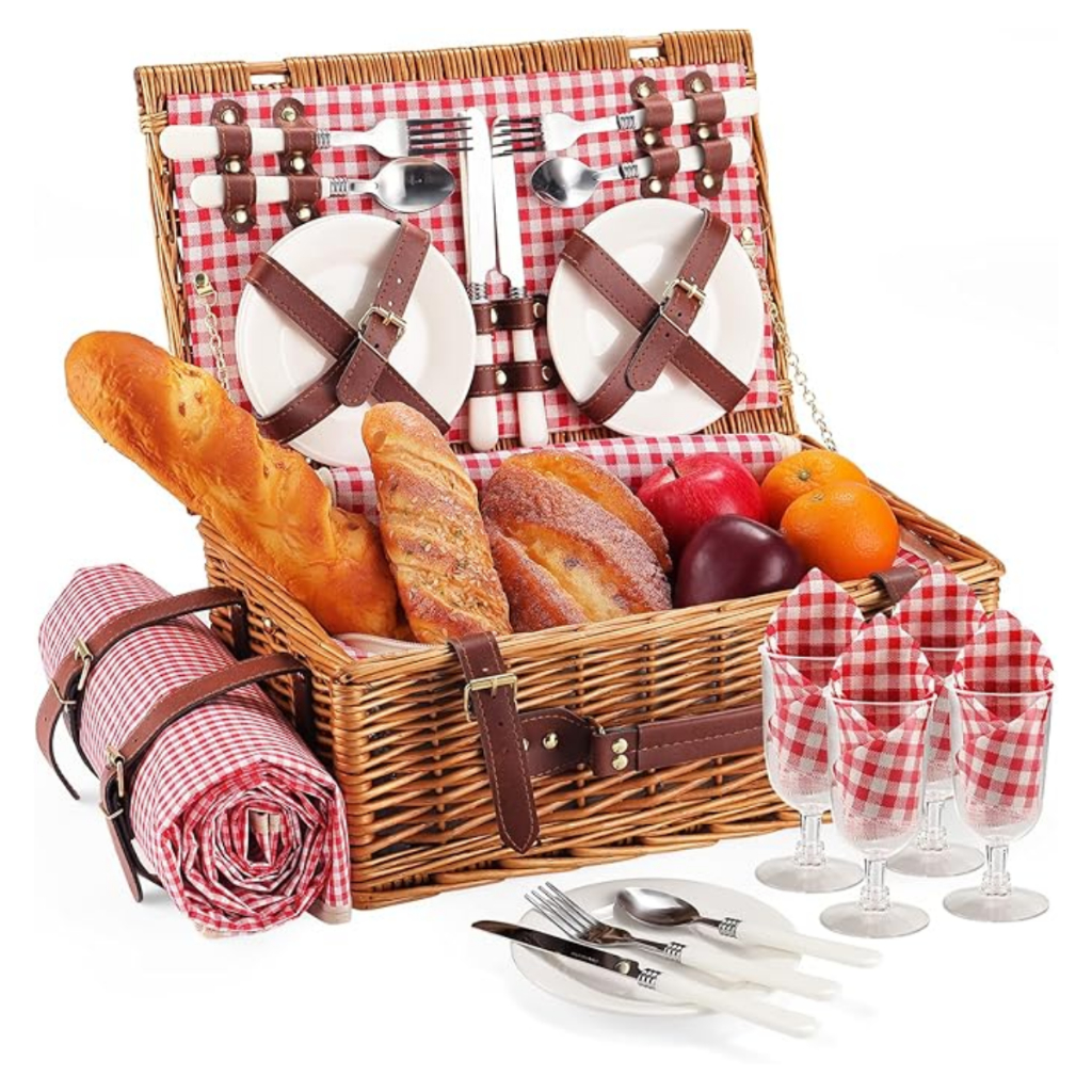 Conjunto Cesta de Piquenique Com Cobertor Imperme�