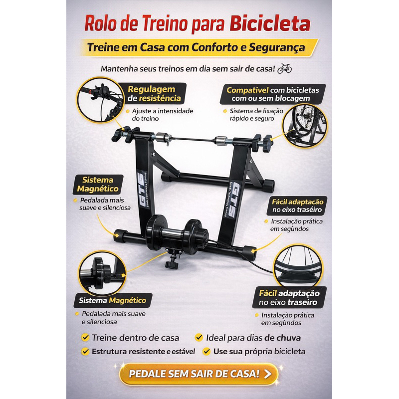 ROLO DE TREINO Gts Bicicleta Magnético Regulagem 