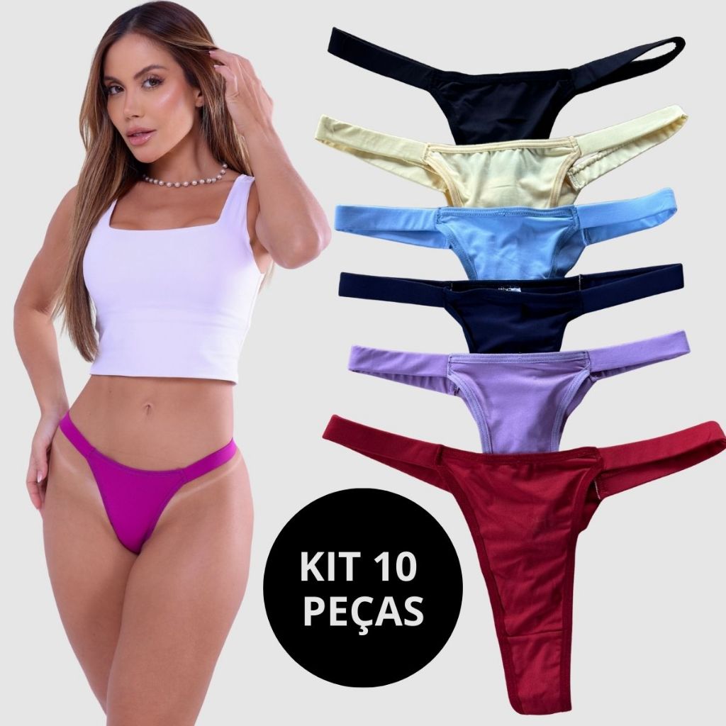 Kit 10 Calcinha Fio Duplo Empina Bumbum Fio Dental