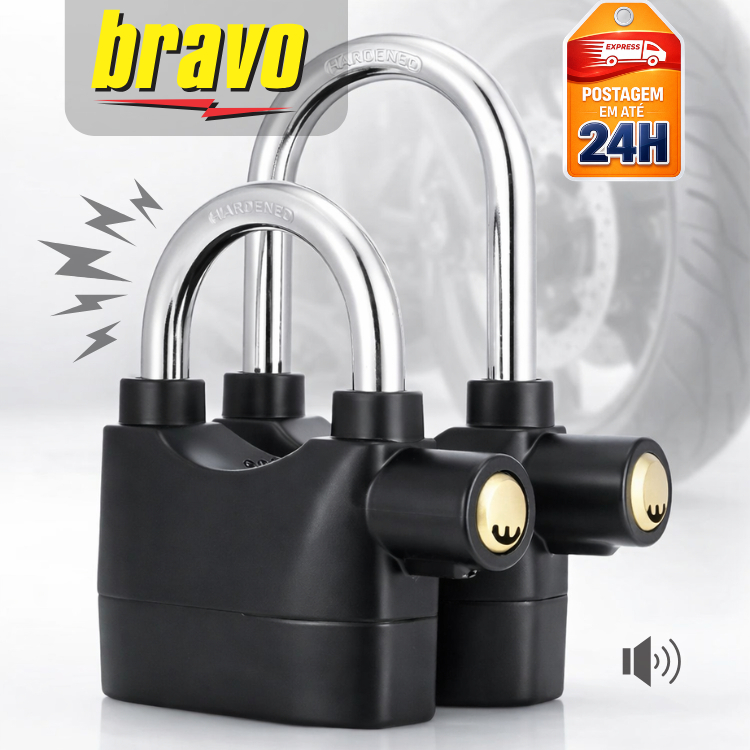 Cadeado Bravo Antifurto Haste Longa Curta Alarme S