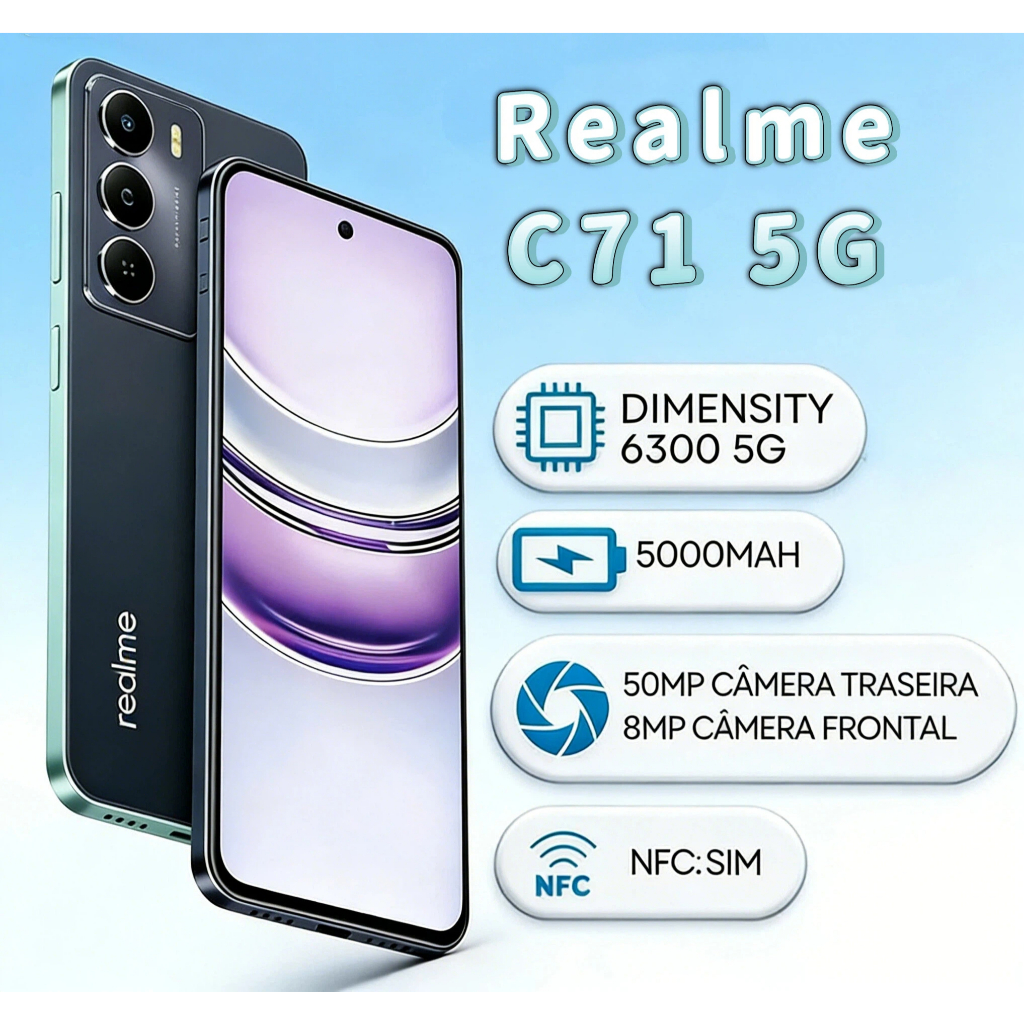 Realme C71 5G 256GB/8GB RAM, Com NFCProcessador Me