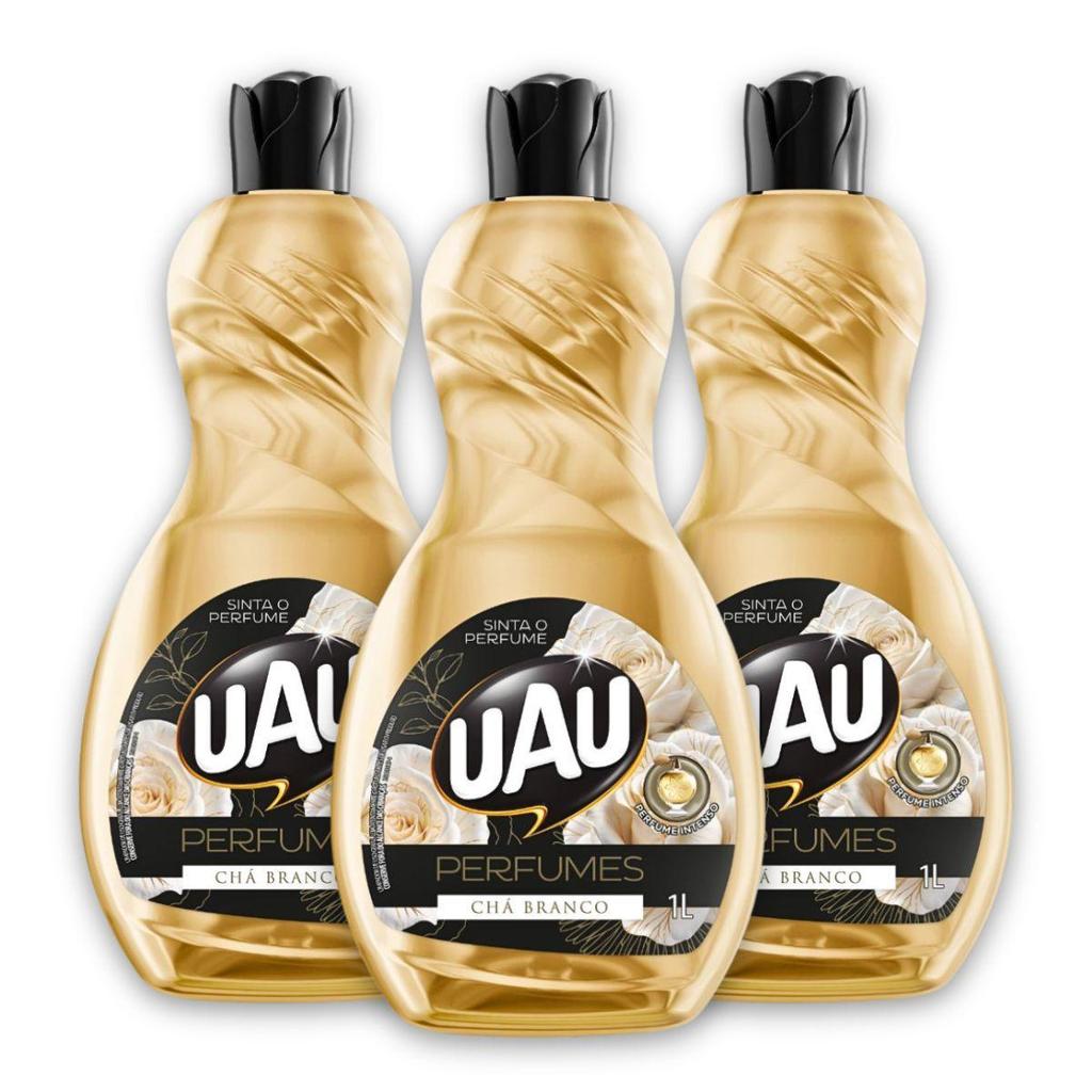 Kit 3un Limpador 1L UAU Perfume Chá Branco