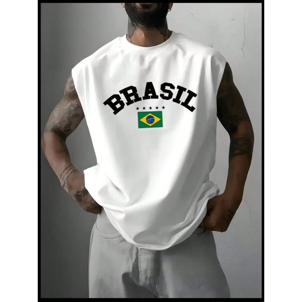 Camiseta Regata Masculina Malha Premium Estampada 