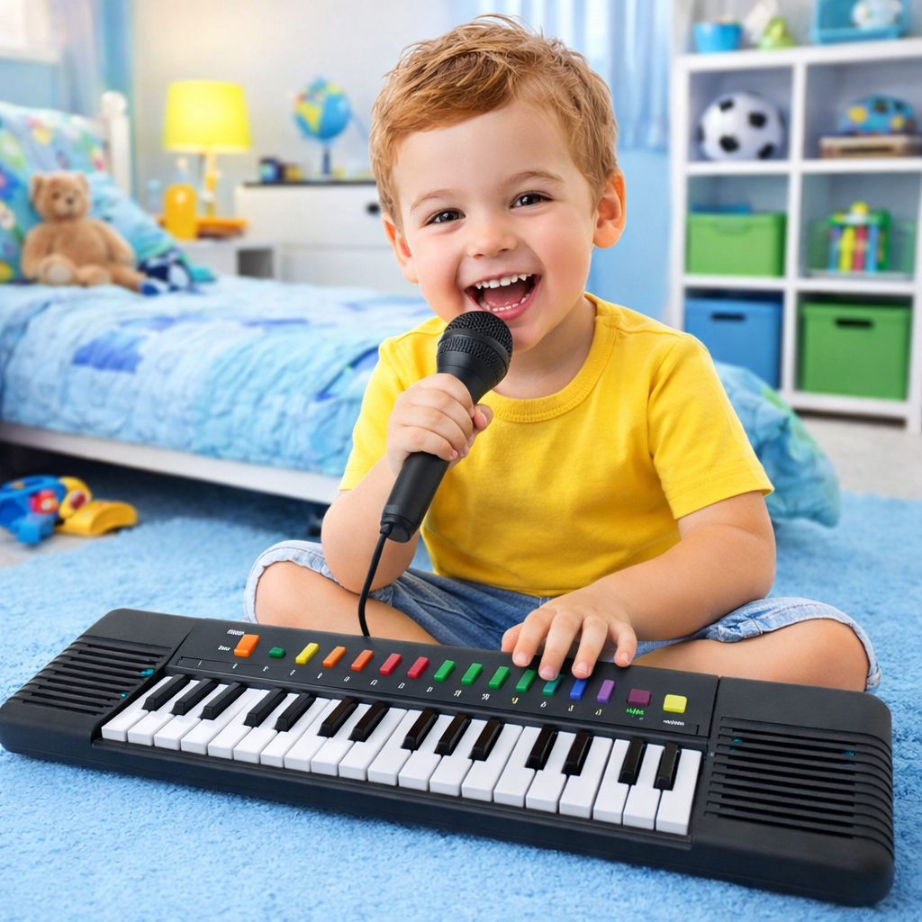 Teclado Piano Musical Infantil + Microfone Karaok�