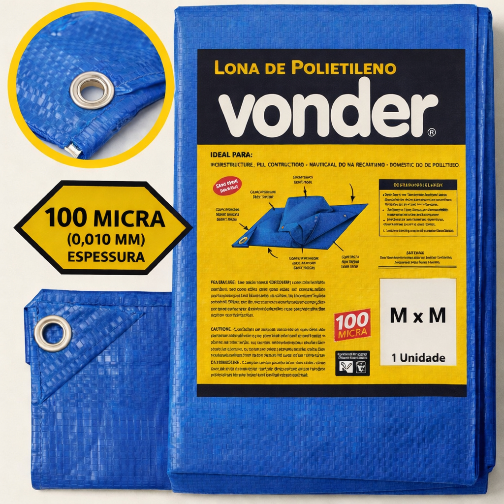 Lona Leve Azul  100 Micra Impermeável Polietileno