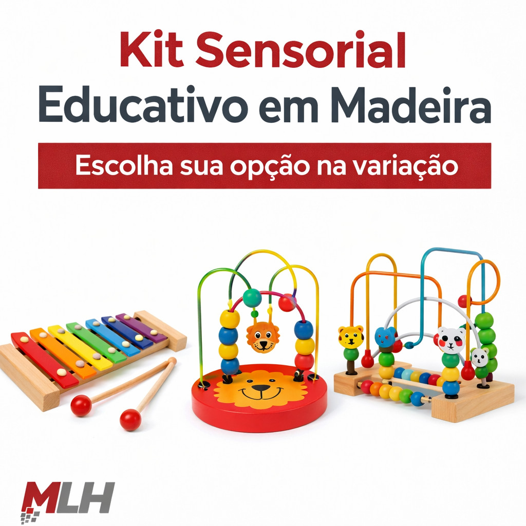 Kit Sensorial Educativo em Madeira Xilofone e Aram
