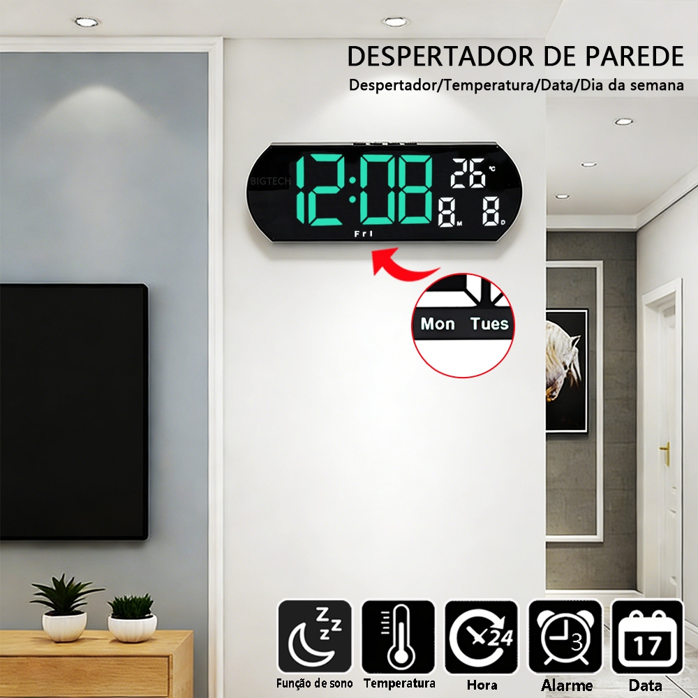 Relógio De Parede Inteligente Com Funções Múlt