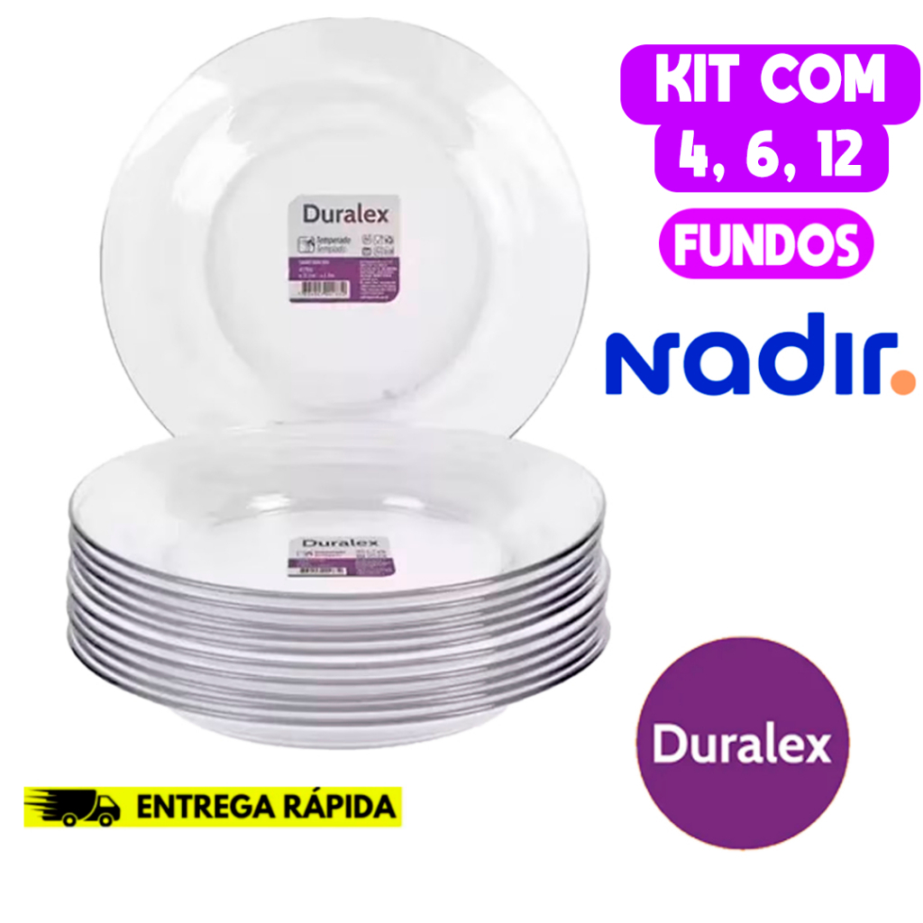 JOGO DE PRATOS DURALEX NADIR 22CM / VIDRO TRANSPAR