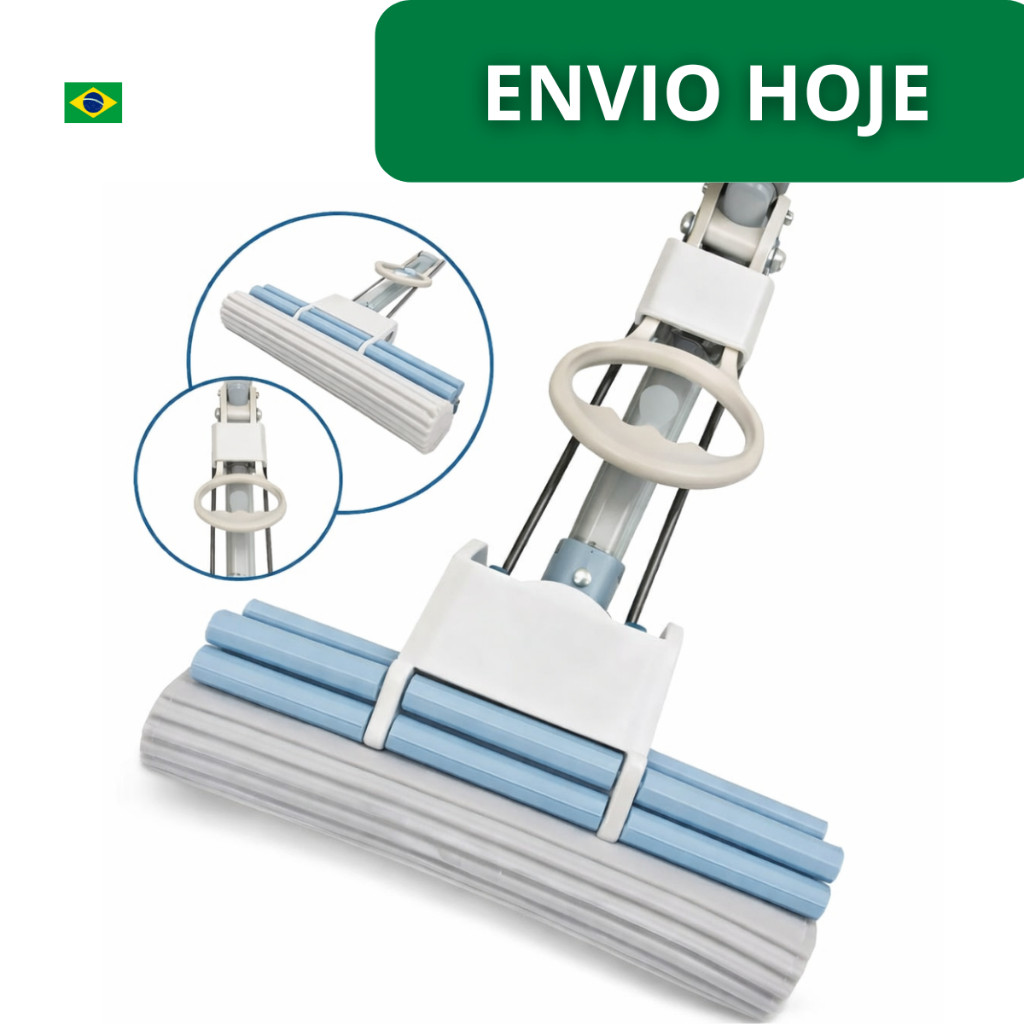 Mop Esponja 2 em 1 Rodo Com Espuma Enxuga e Varre 