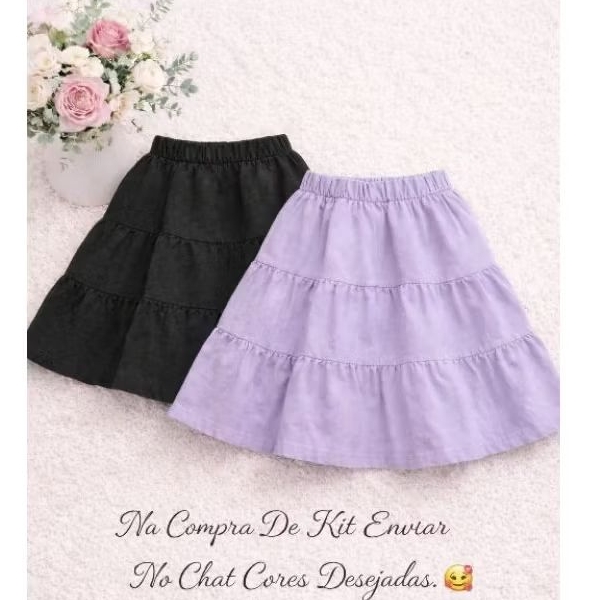 Kit Com 2 Saia Infantil Tres Maria Rodada de Babad