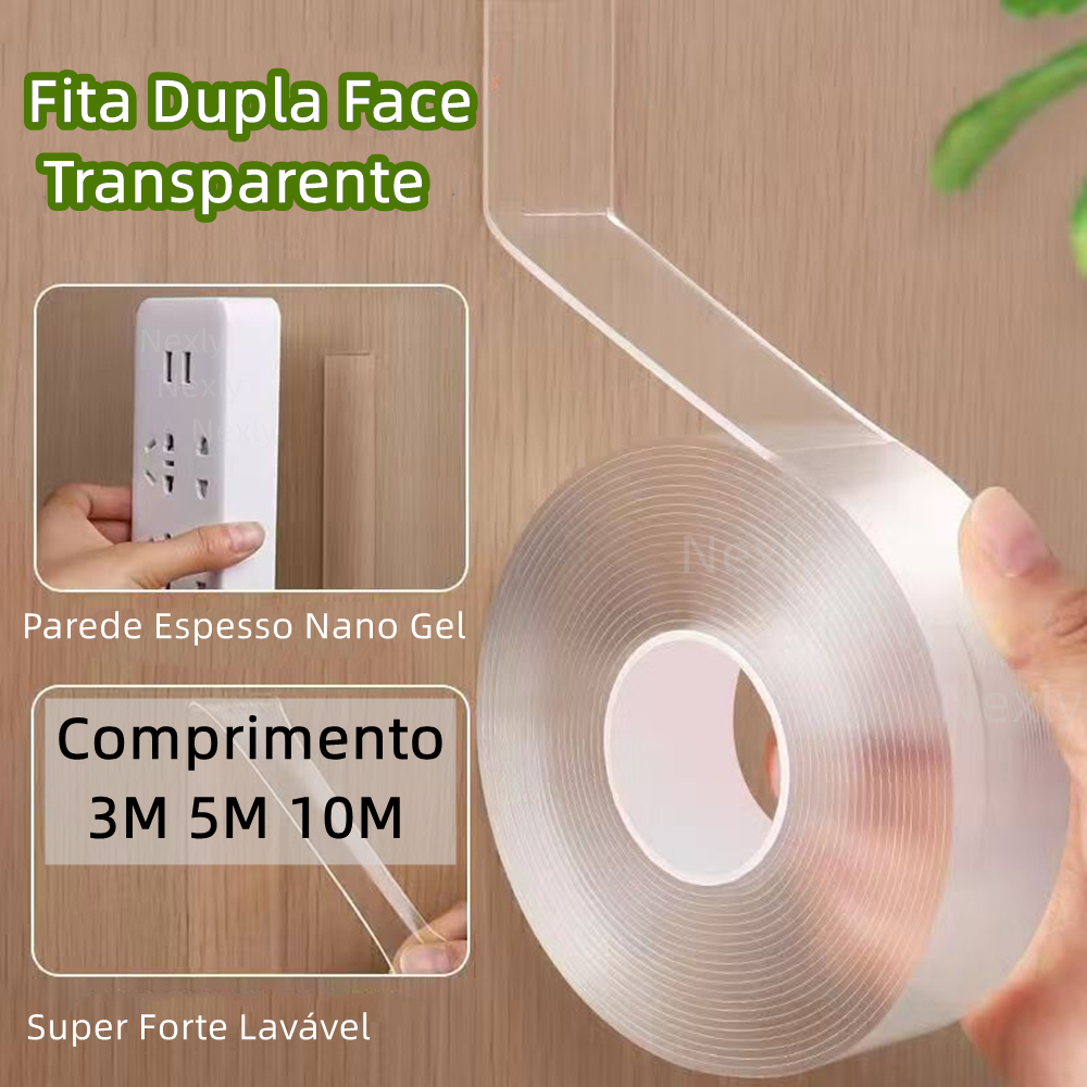 Fita Dupla Face Fita Transparente Adesivo 5M 10M T