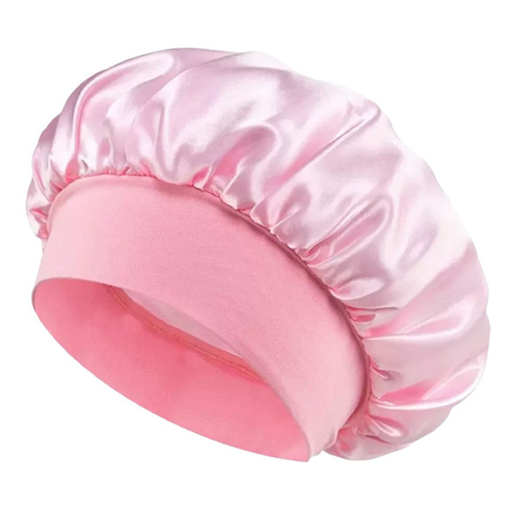 Touca de cetim com Faixa Cor Rosa Touca de Dormir 