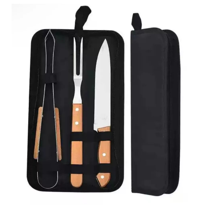 Kit de Churrasco  Conjunto de 3 E 9  Peças Aço I