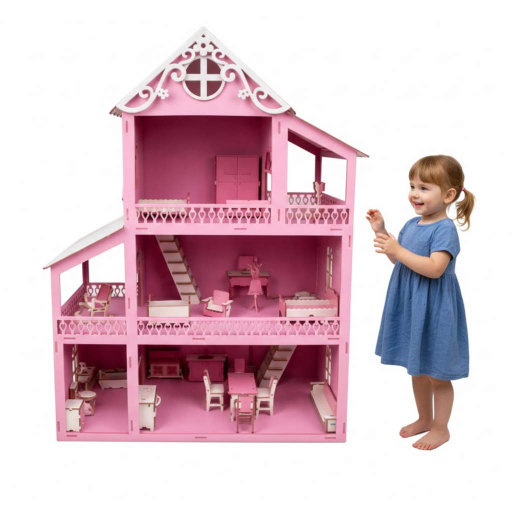 Casinha Casa de Boneca Rosa Grande 1.3 metros de a