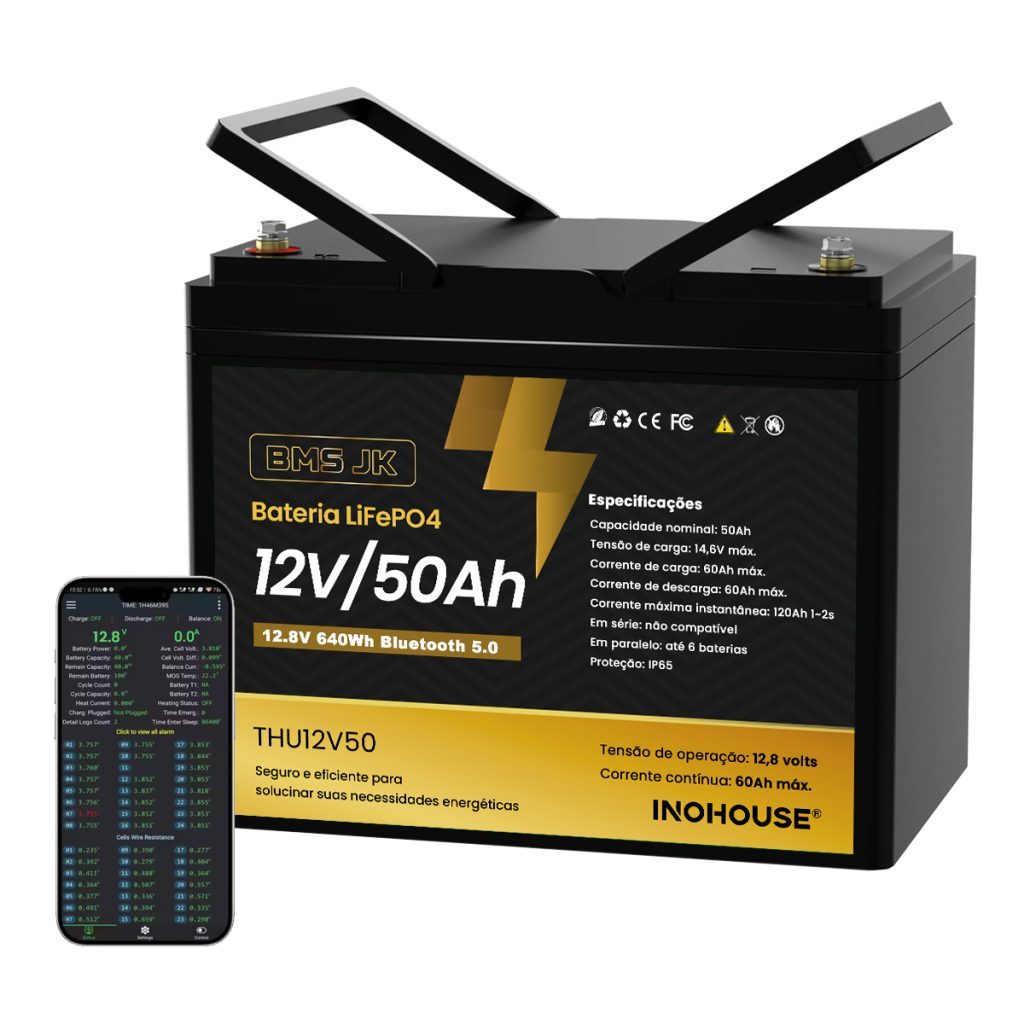 Bateria Solar Tecnologia LiFePo4 12v 50ah 640Wh BM