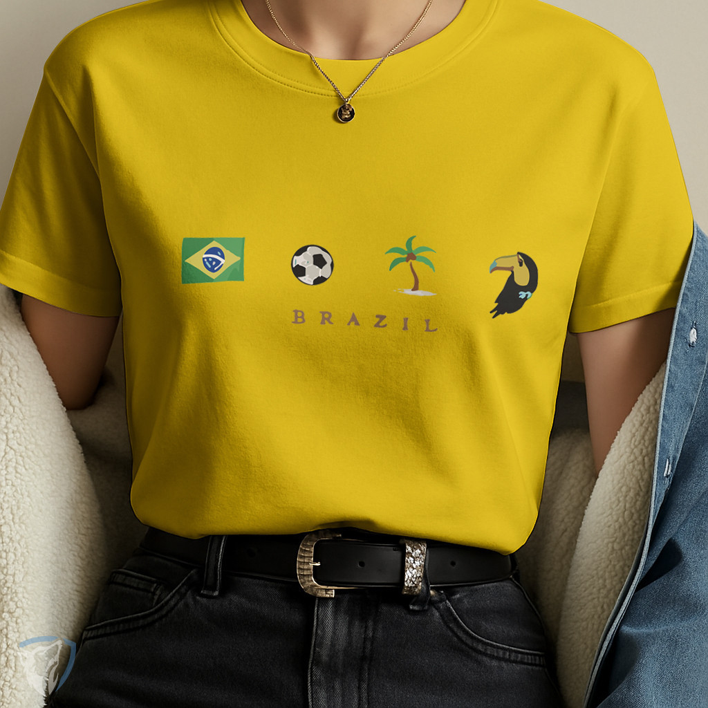 Camiseta Unissex Brasil Ícones Estampa Minimalist
