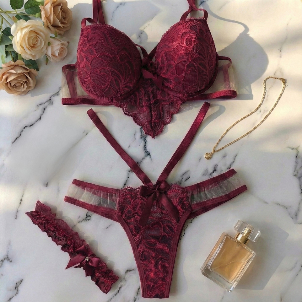 Lingerie Com 3 Peças Calcinha Sutiã com Bojo e P