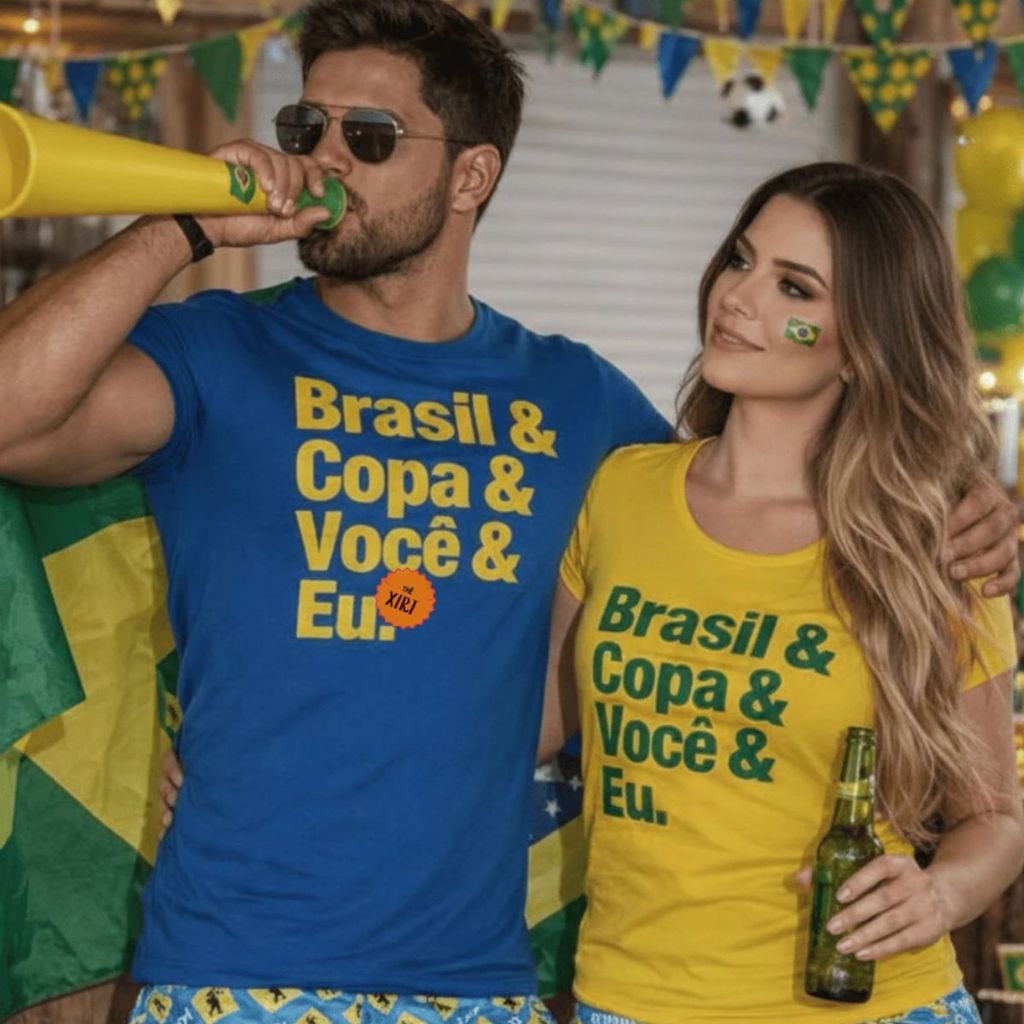 Conjunto Casal namorados Copa Futebol Brasil Sele�