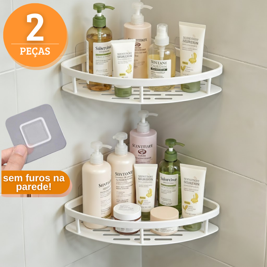 Kit com 2 Suportes para Shampoo Adesivo Para Pared